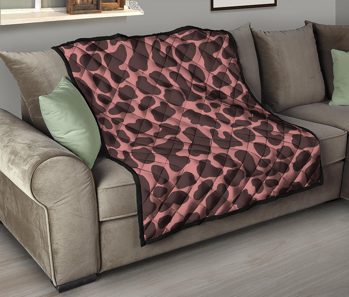 Red Brown Cow Print Quilt