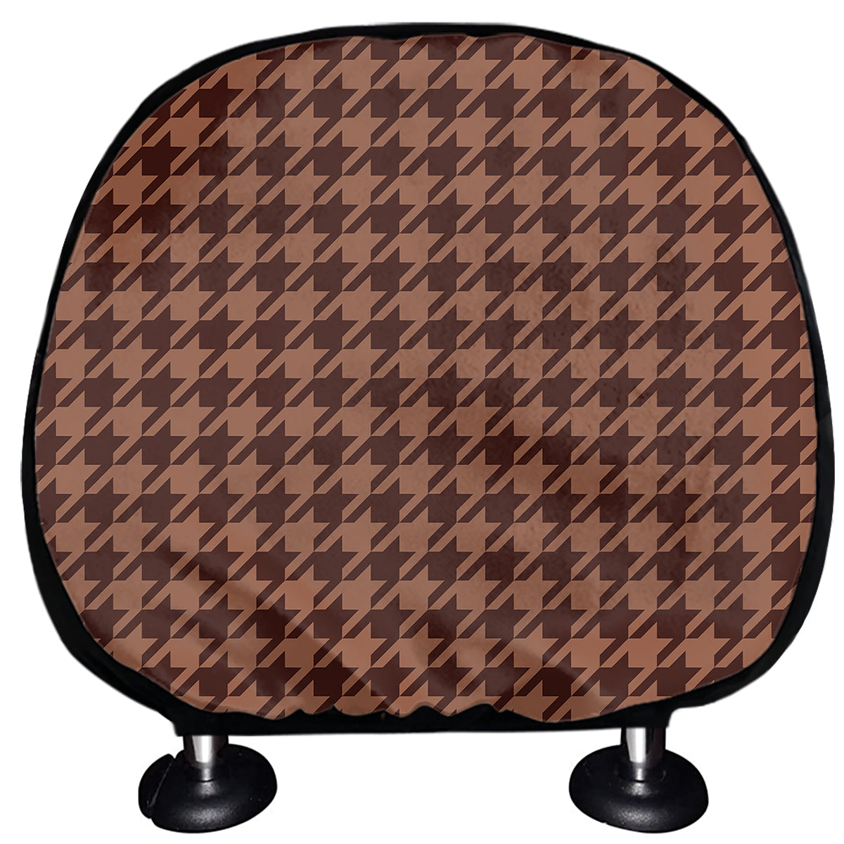 Red Brown Houndstooth Pattern Print Car Headrest Covers