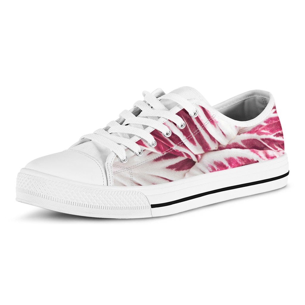 Red Cabbage Leaves Print White Low Top Shoes