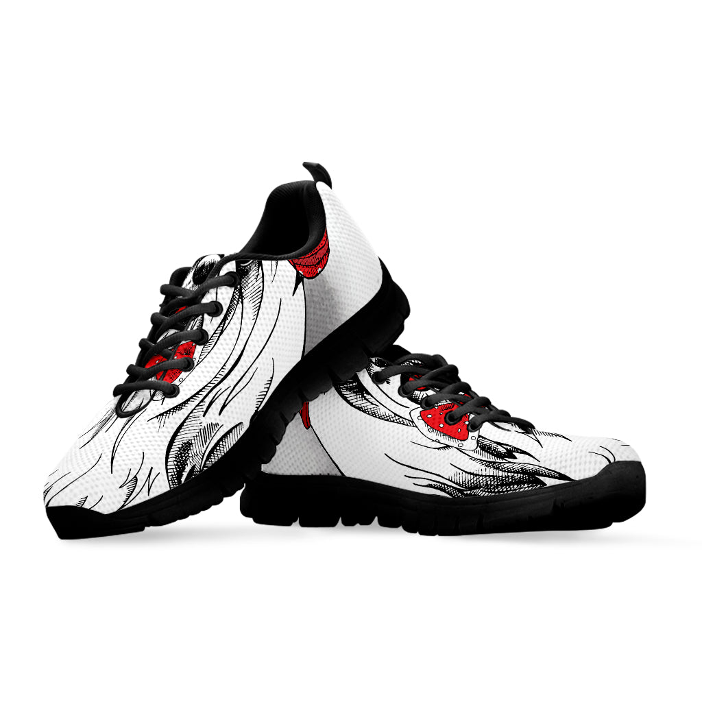 Red Cap Yorkshire Terrier Print Black Sneakers