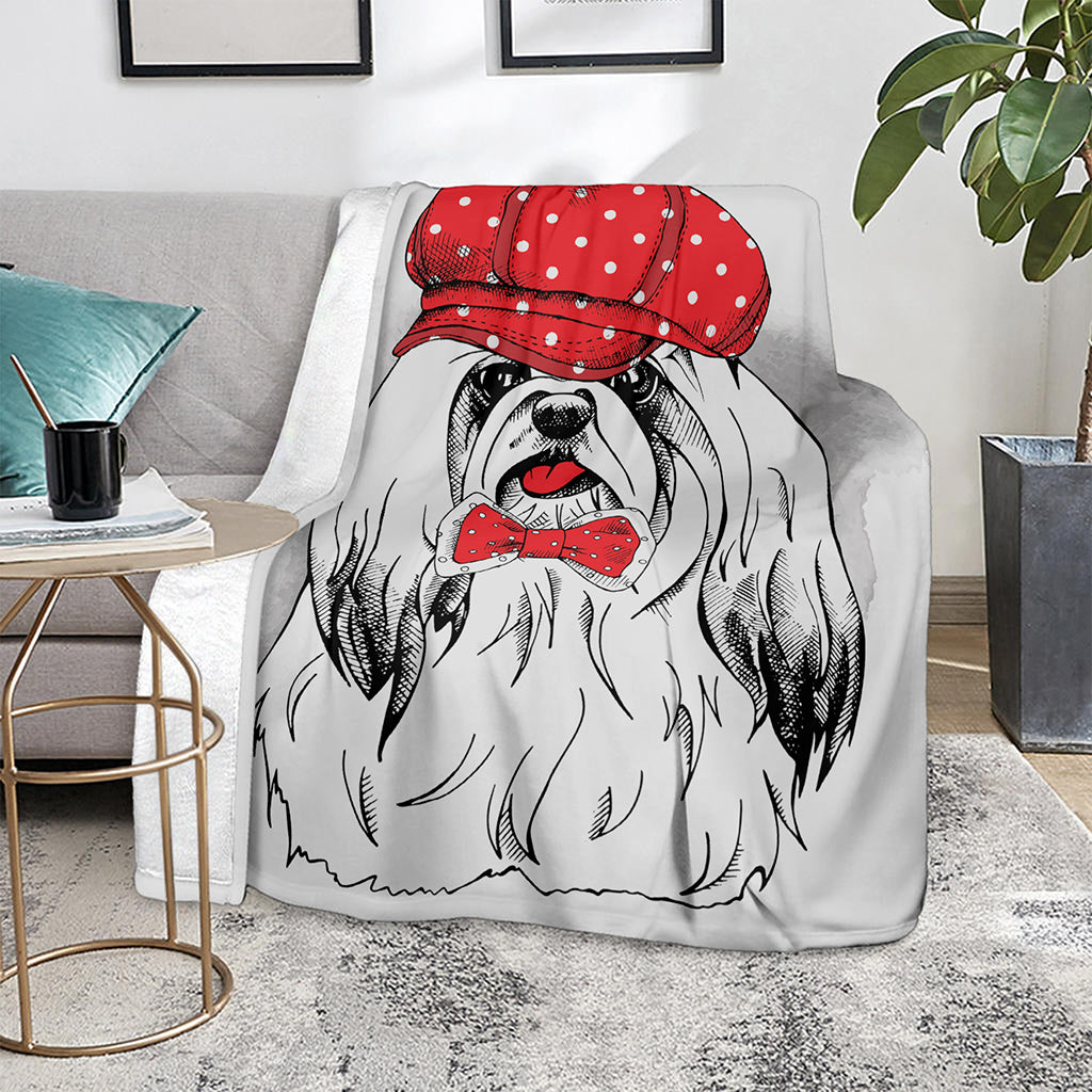 Red Cap Yorkshire Terrier Print Blanket