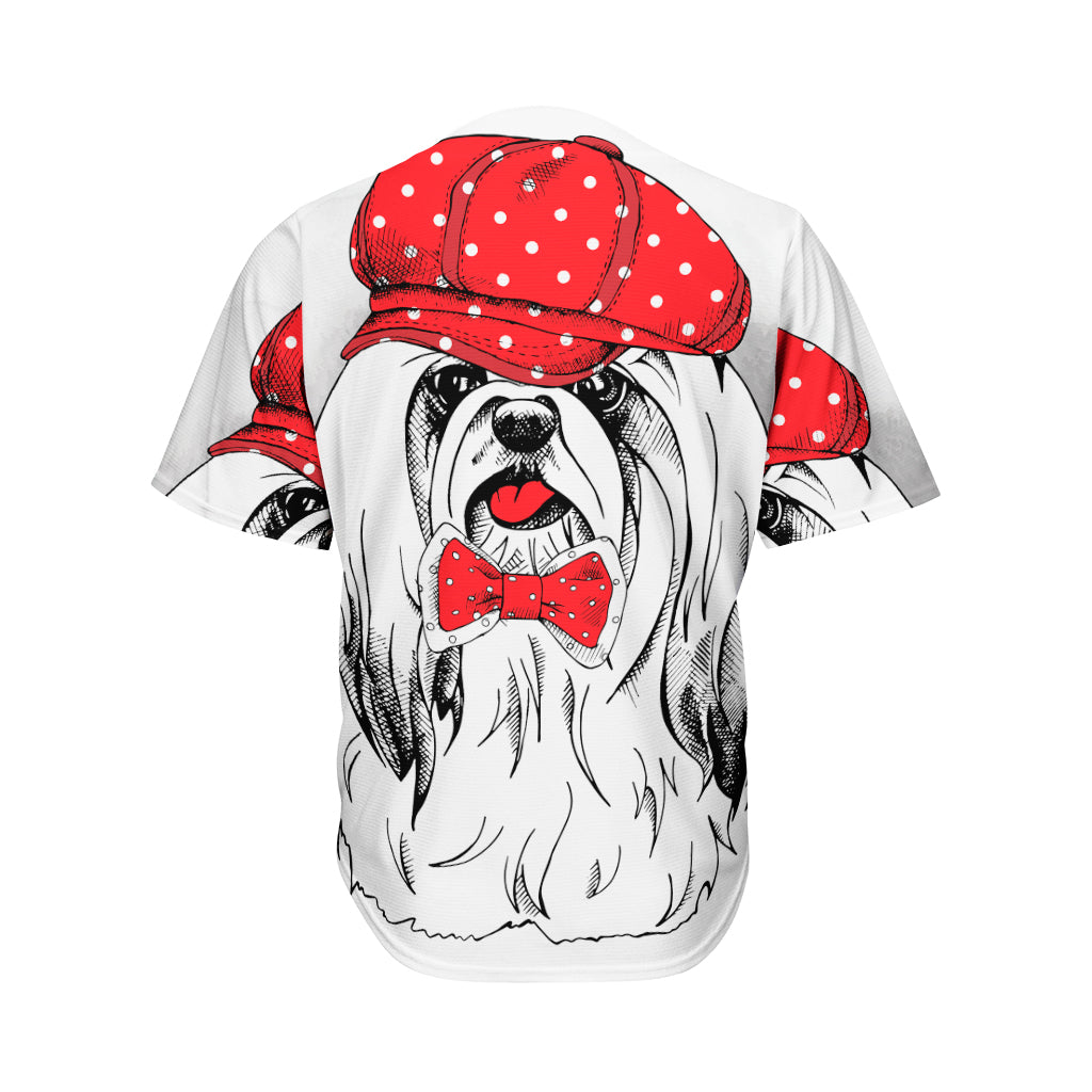Red Cap Yorkshire Terrier Print Men's Baseball Jersey