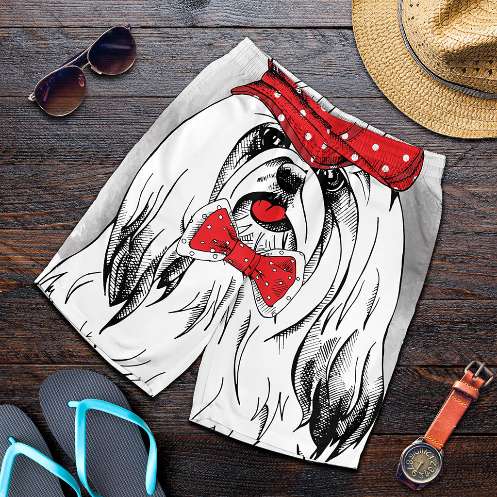Red Cap Yorkshire Terrier Print Men's Shorts