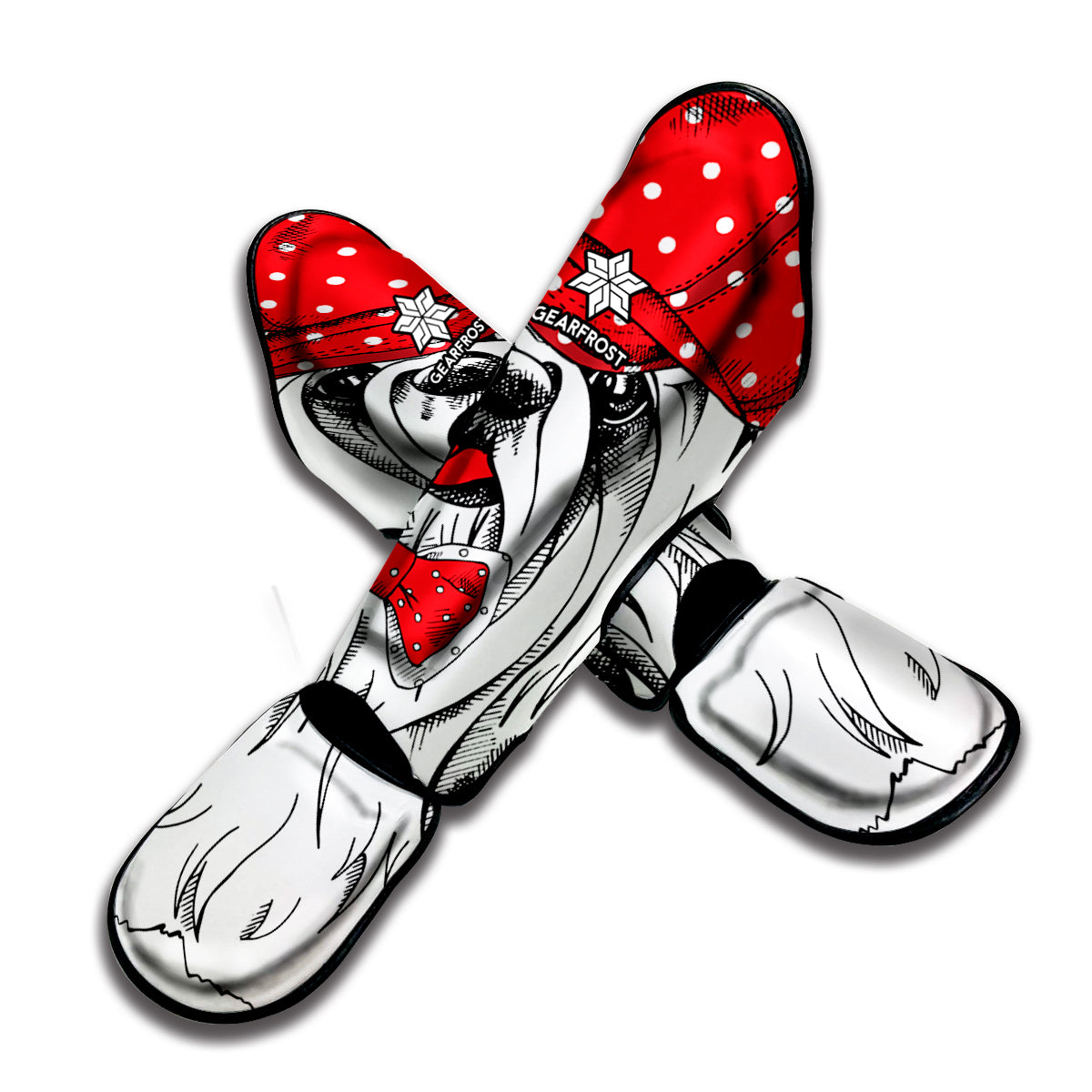 Red Cap Yorkshire Terrier Print Muay Thai Shin Guard