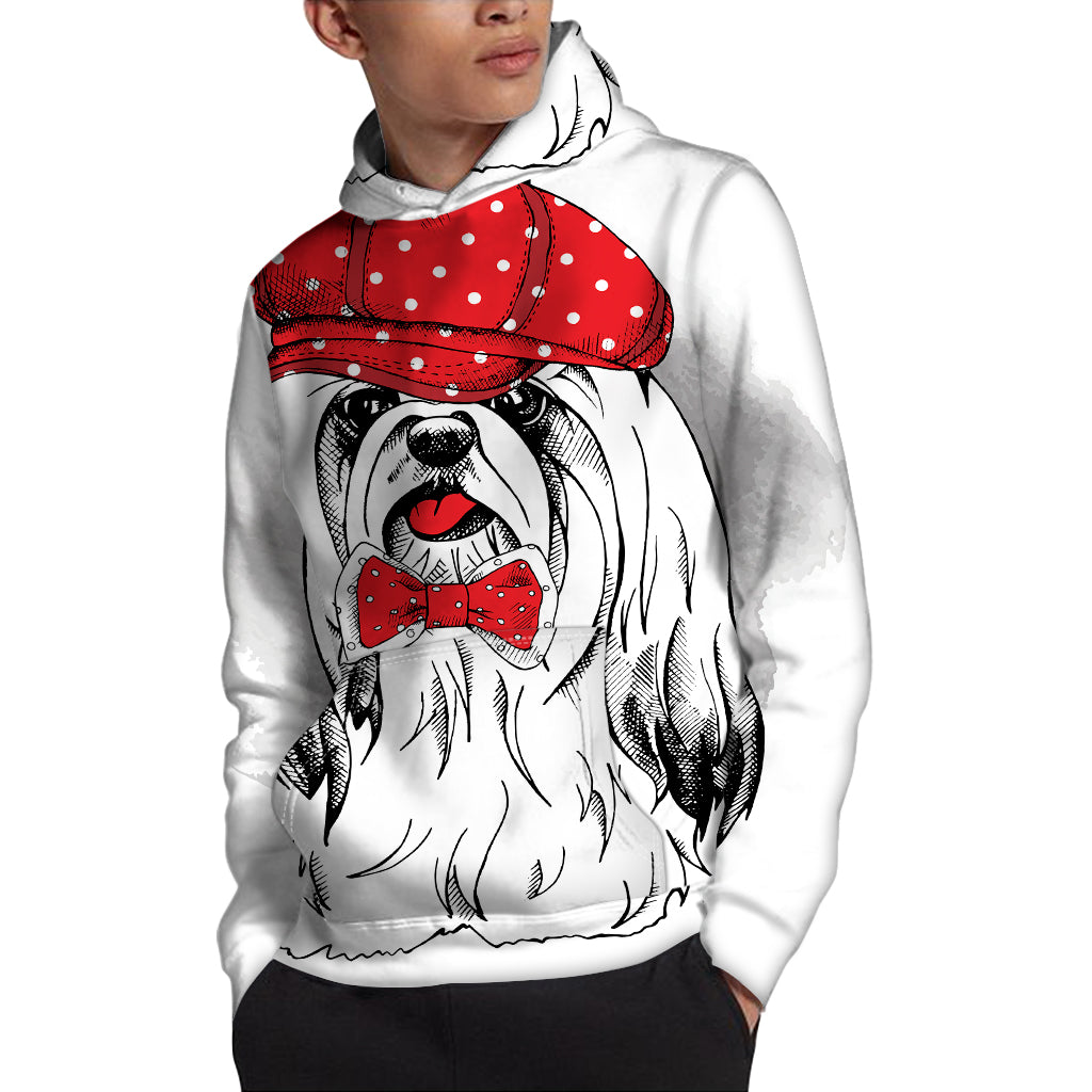 Red Cap Yorkshire Terrier Print Pullover Hoodie
