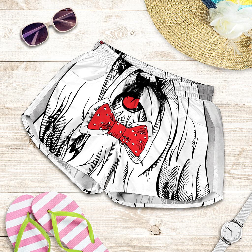 Red Cap Yorkshire Terrier Print Women's Shorts