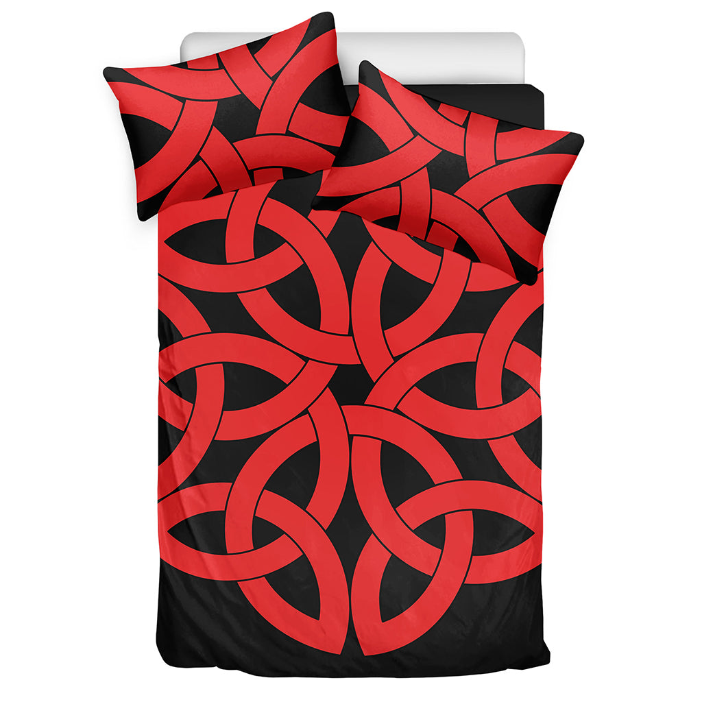 Red Celtic Knot Print Duvet Cover Bedding Set