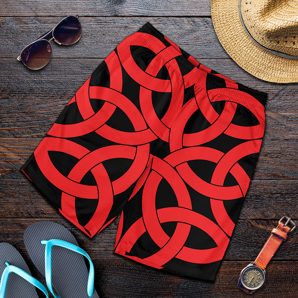 Red Celtic Knot Print Men's Shorts