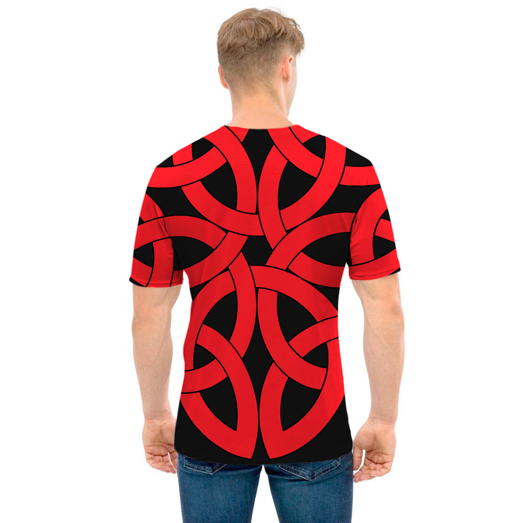 Red Celtic Knot Print Men's T-Shirt