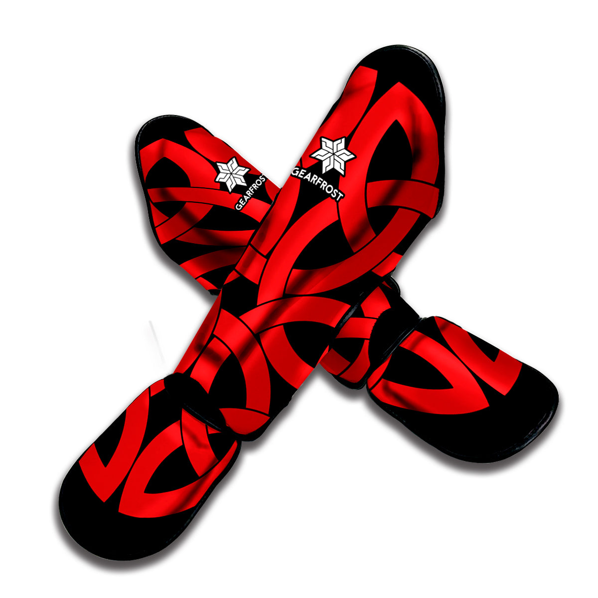 Red Celtic Knot Print Muay Thai Shin Guard