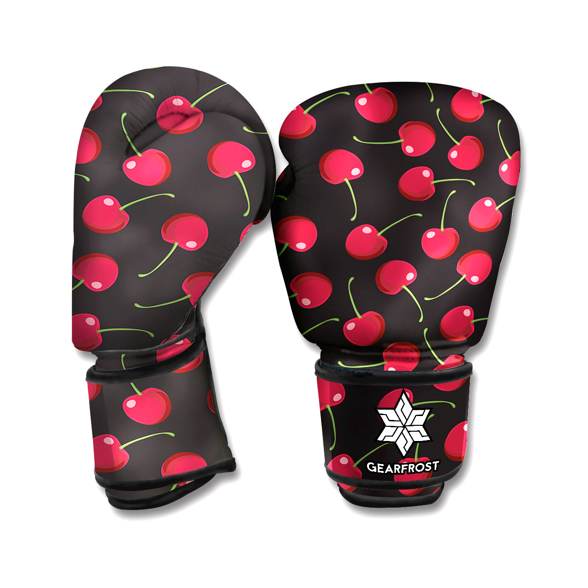 Red Cherry Pattern Print Boxing Gloves