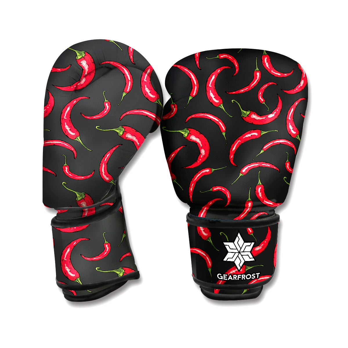 Red Chili Peppers Pattern Print Boxing Gloves