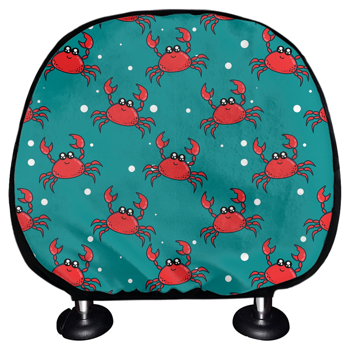 Red Crab Pattern Print Car Headrest Covers