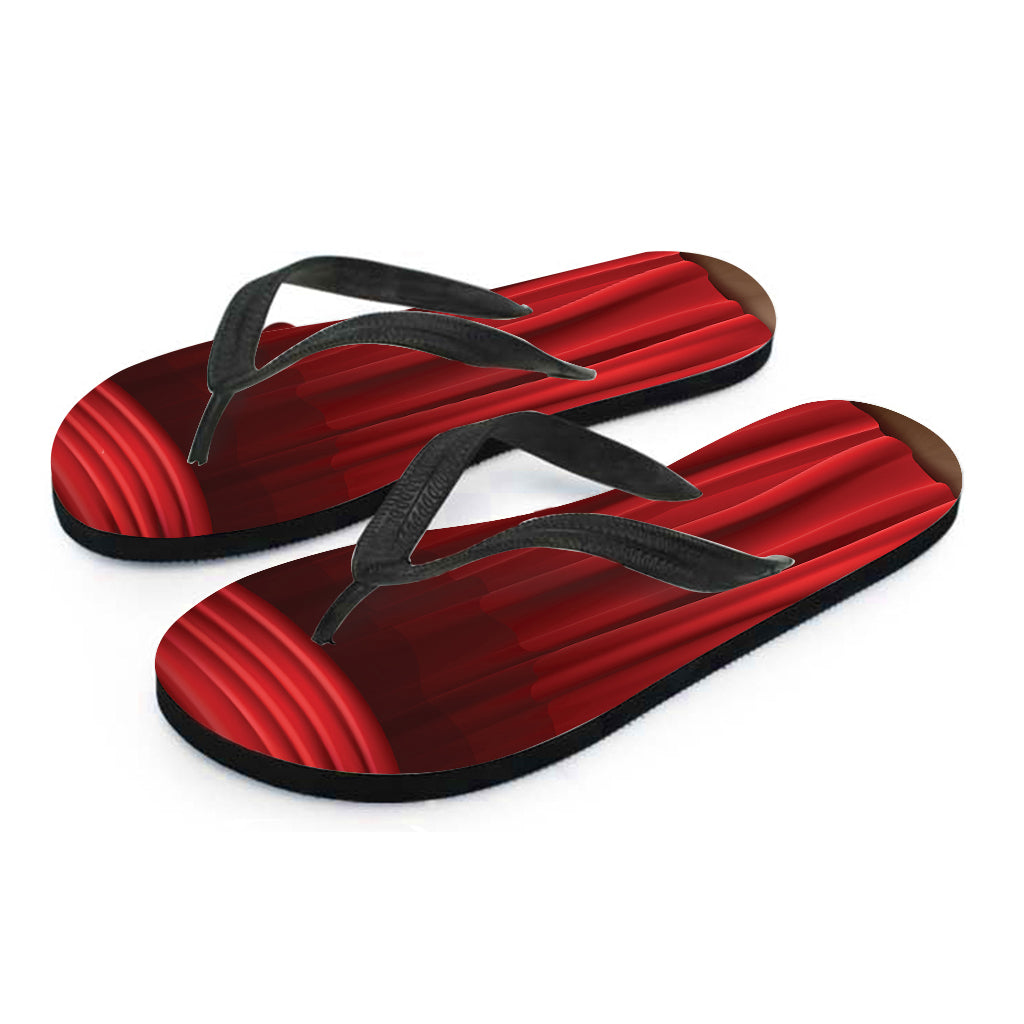 Red Curtain Theater Print Flip Flops