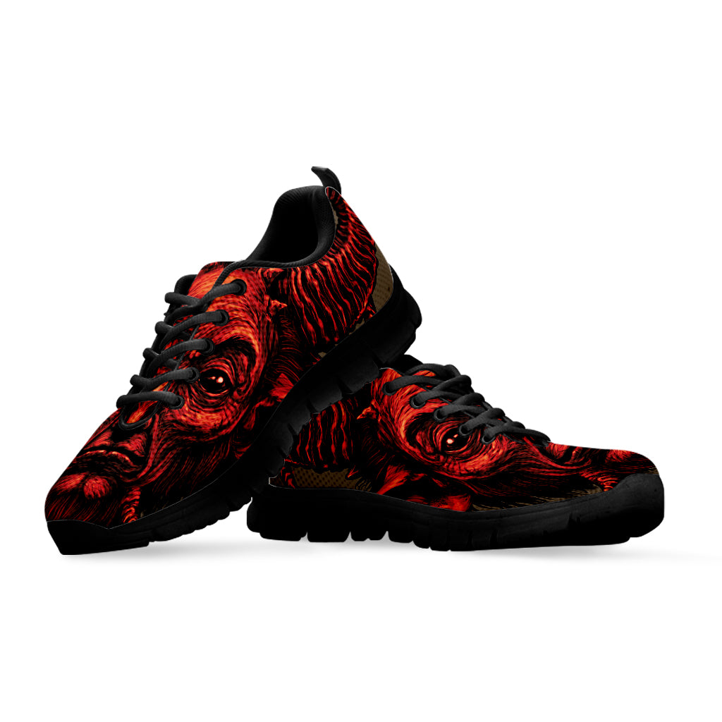 Red Devil Satan Print Black Sneakers