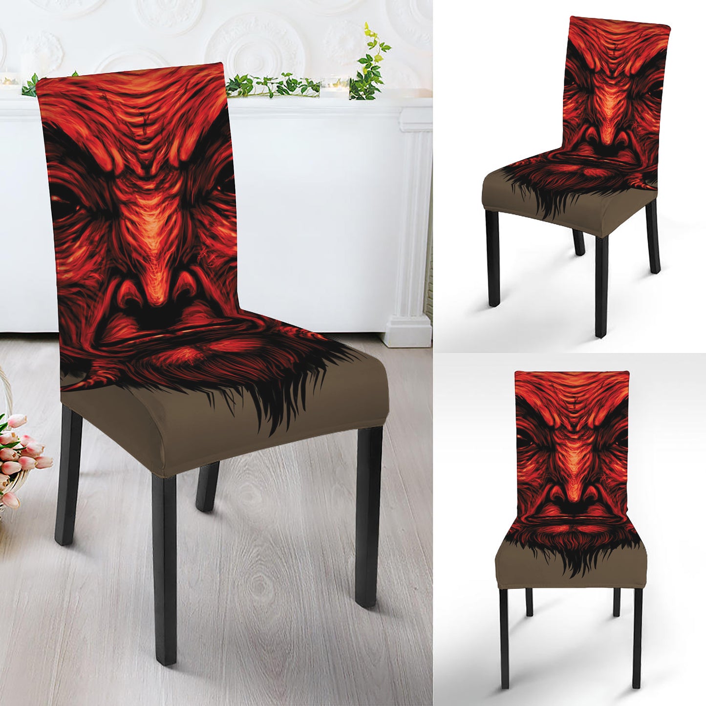 Red Devil Satan Print Dining Chair Slipcover