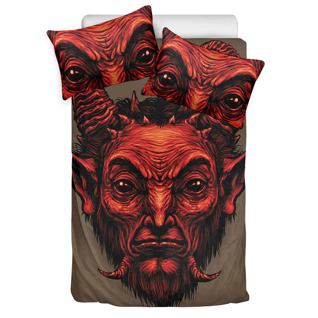 Red Devil Satan Print Duvet Cover Bedding Set