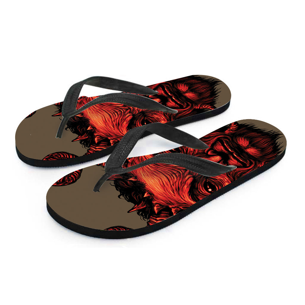 Red Devil Satan Print Flip Flops