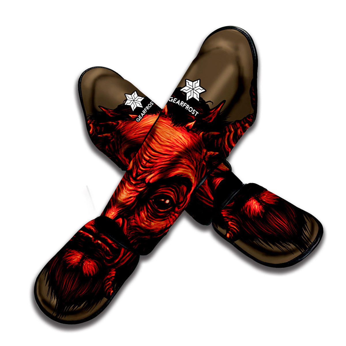 Red Devil Satan Print Muay Thai Shin Guard