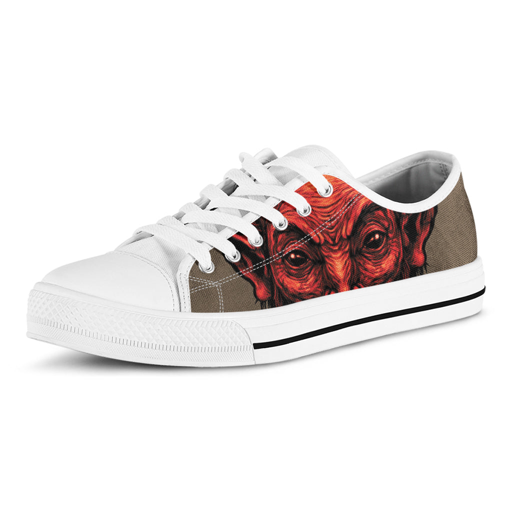Red Devil Satan Print White Low Top Shoes