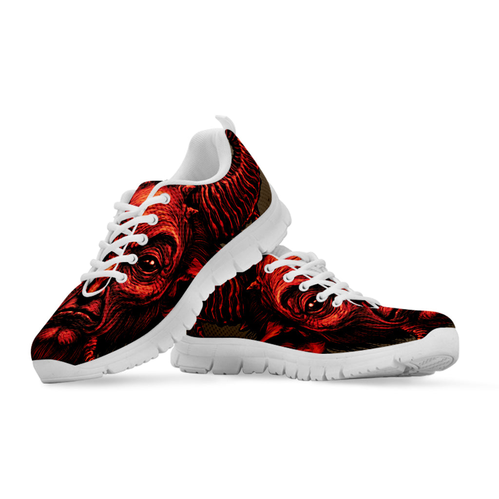 Red Devil Satan Print White Sneakers