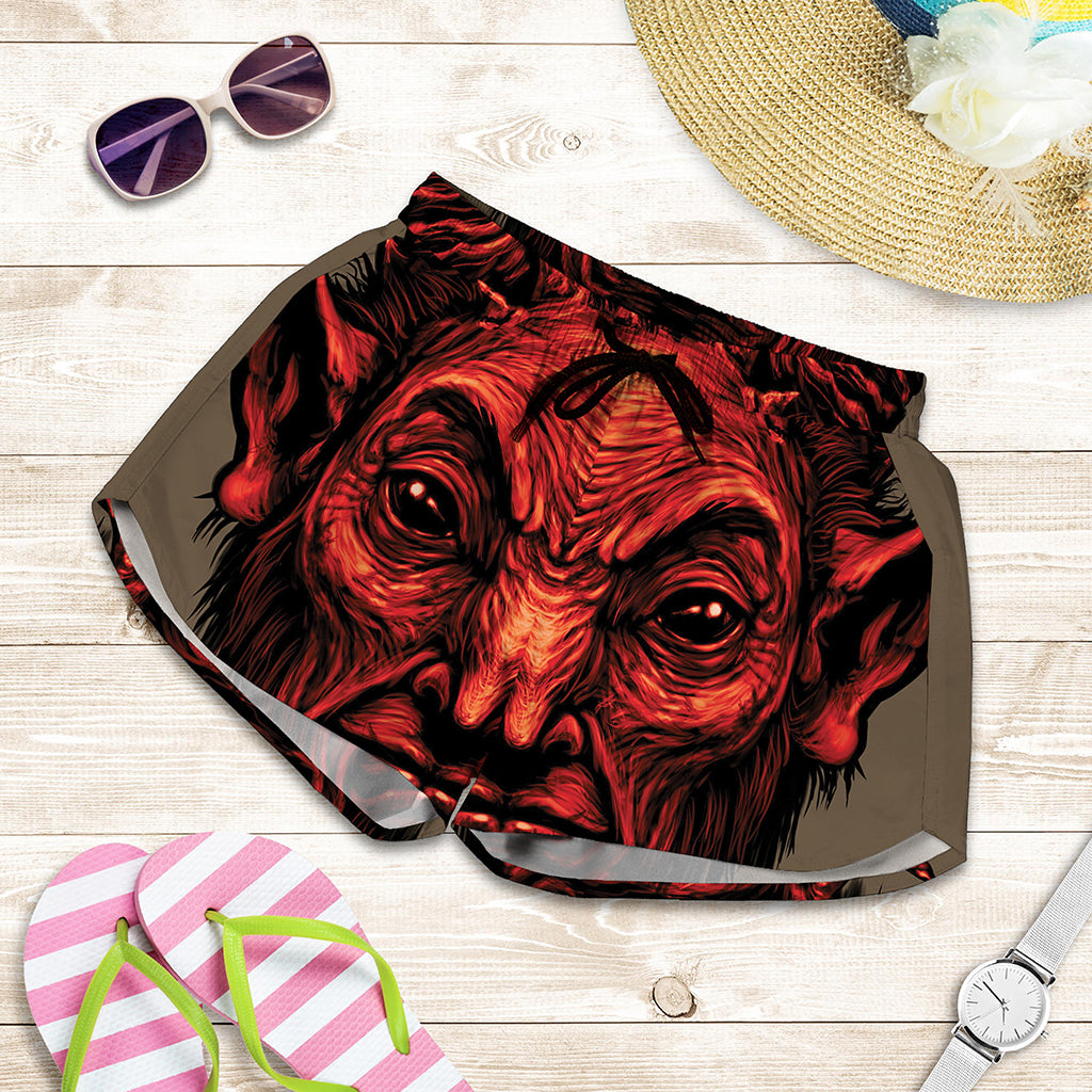 Red Devil Satan Print Women's Shorts