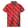Red French Bulldog Pattern Print Men's Short Sleeve Shirt