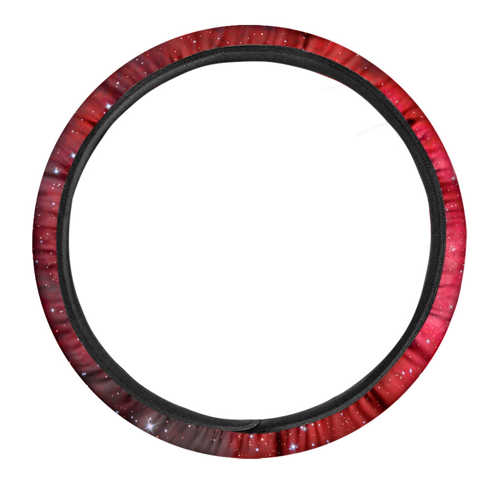 Red Galaxy Space Cloud Print Car Steering Wheel Cover