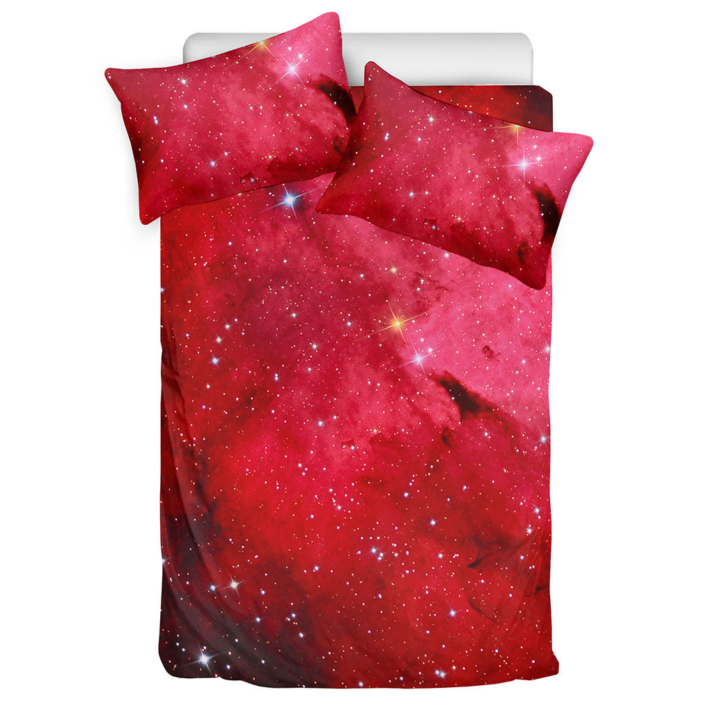Red Galaxy Space Cloud Print Duvet Cover Bedding Set