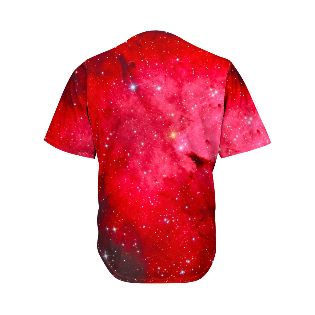 Red Galaxy Space Cloud Print Men's Baseball Jersey