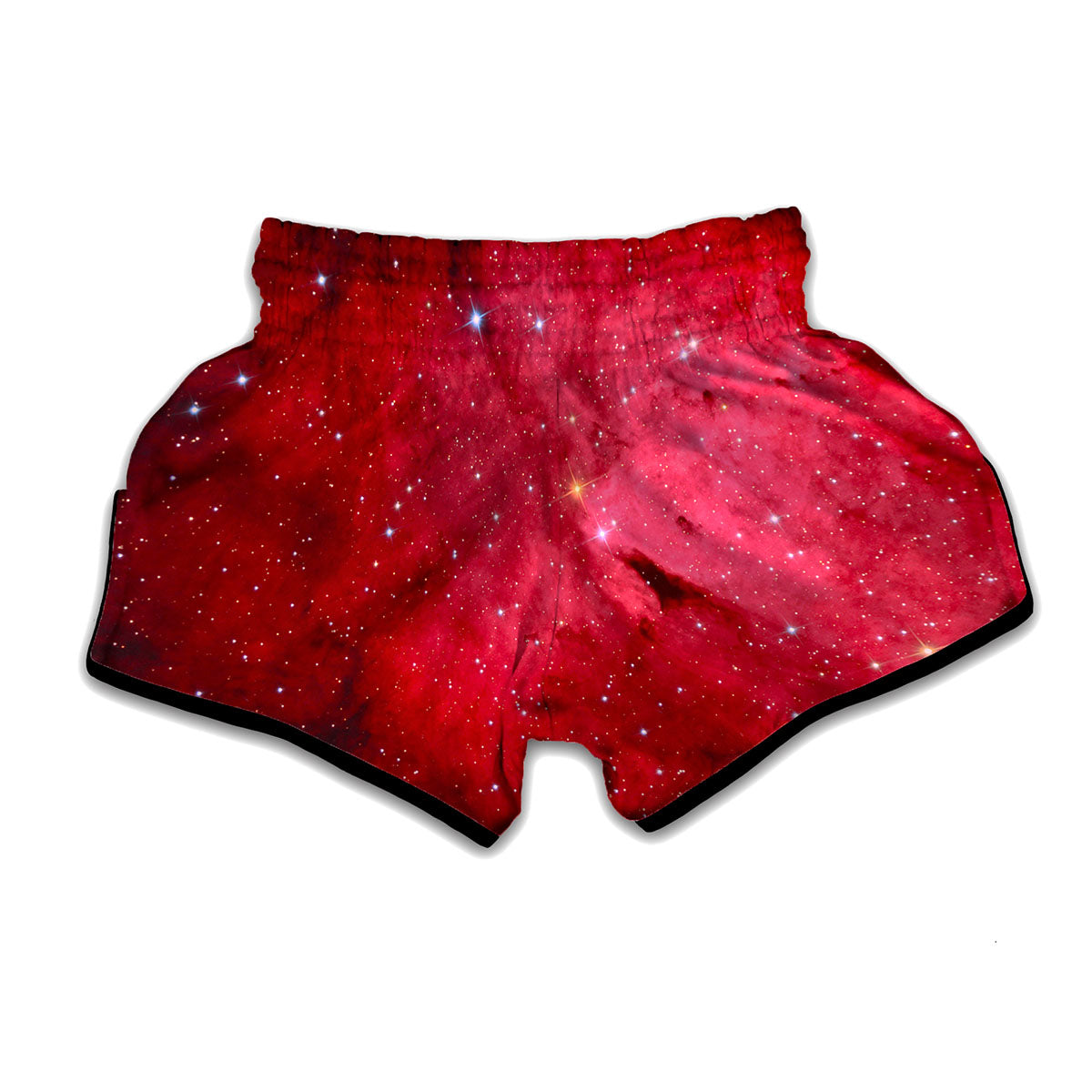 Red Galaxy Space Cloud Print Muay Thai Boxing Shorts