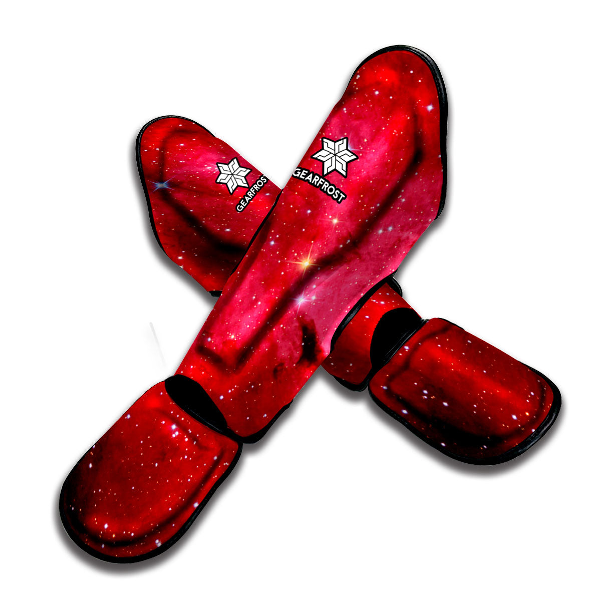 Red Galaxy Space Cloud Print Muay Thai Shin Guard