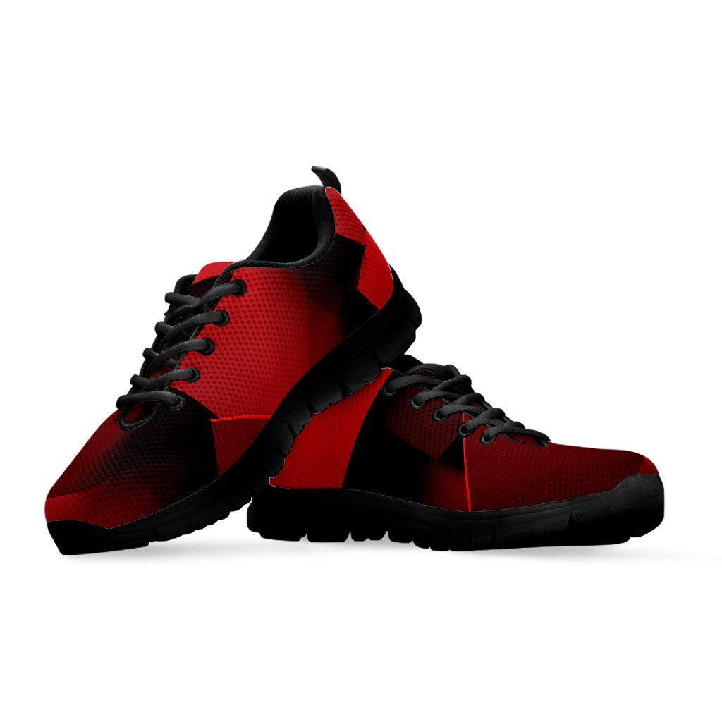 Red Geometric Print Black Sneakers