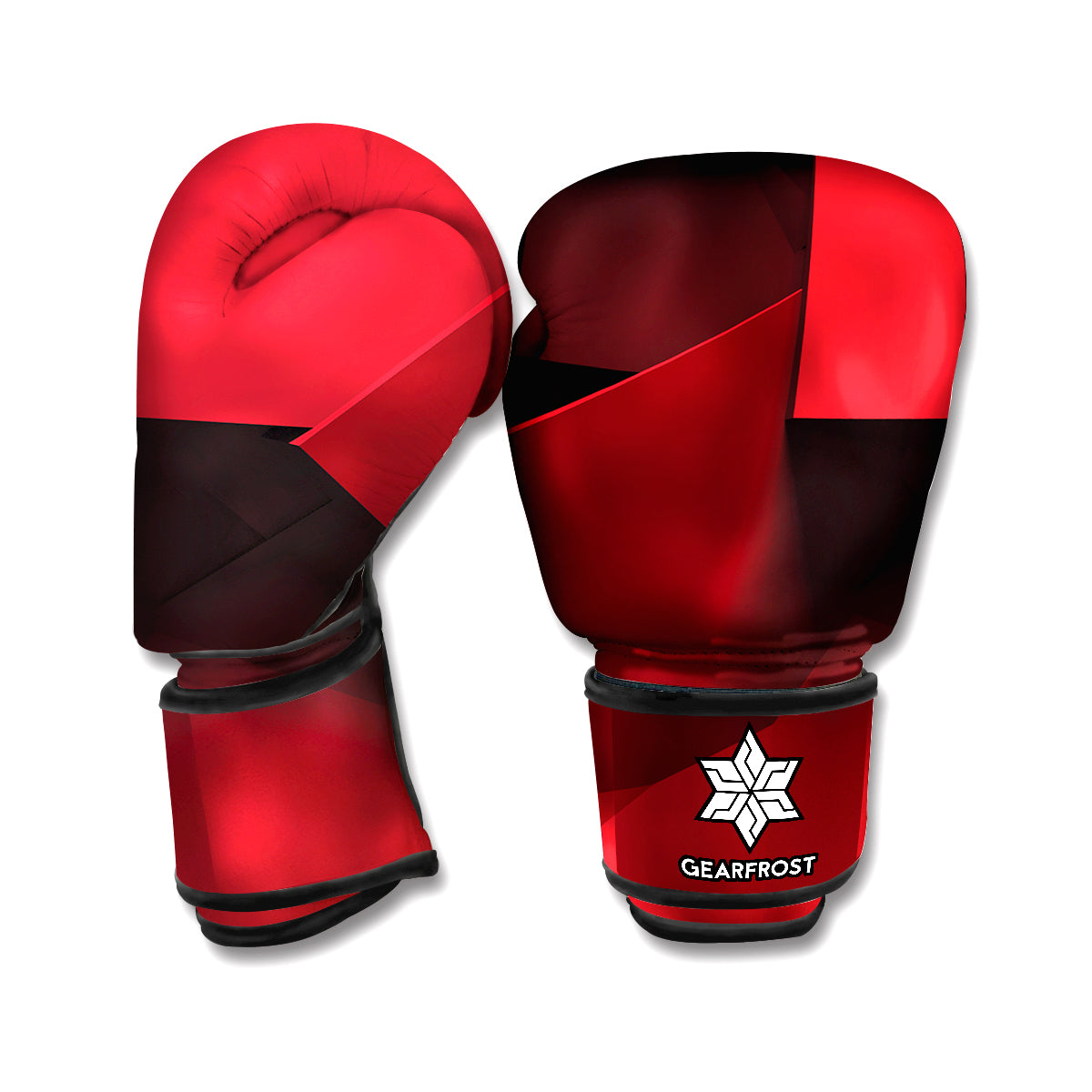 Red Geometric Print Boxing Gloves