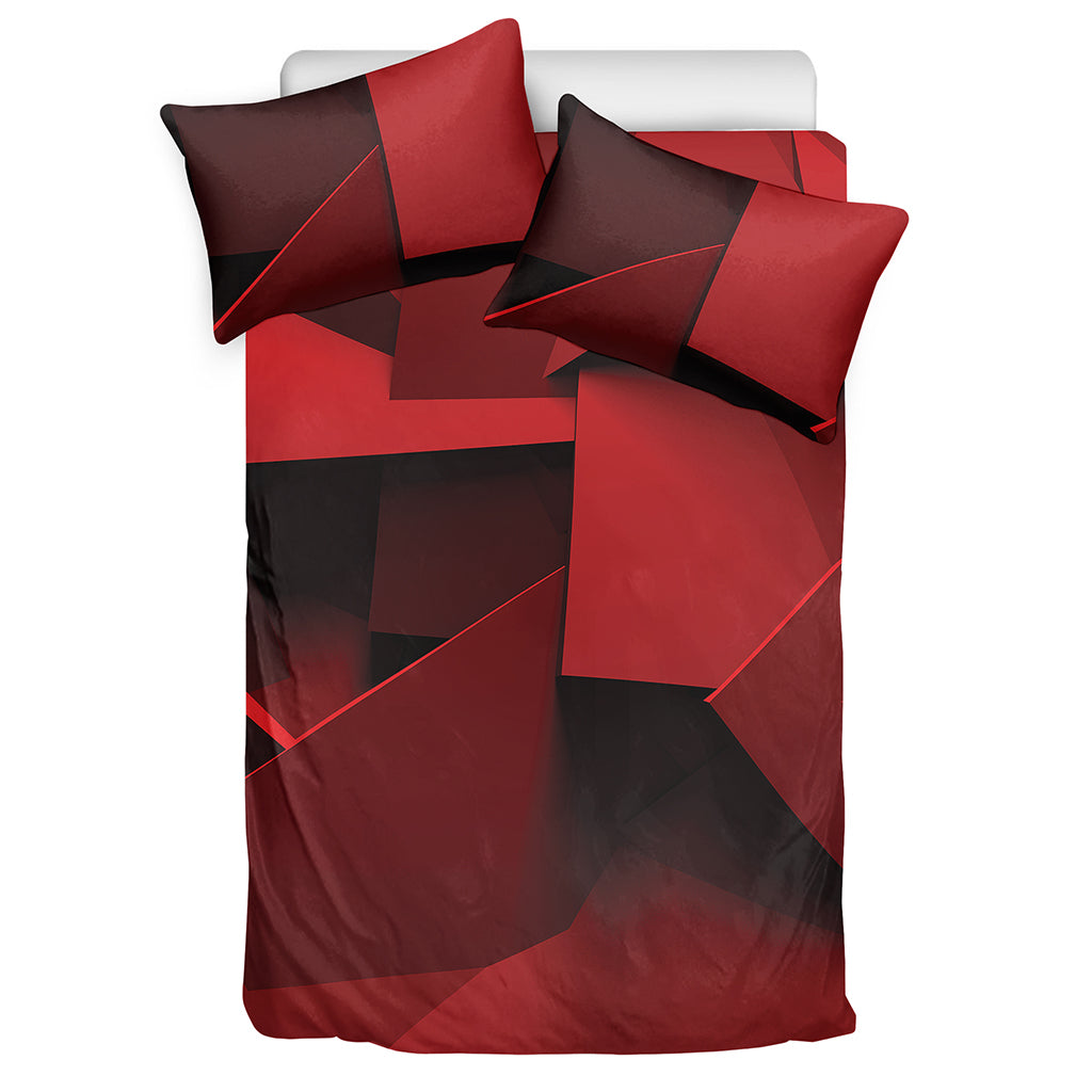 Red Geometric Print Duvet Cover Bedding Set