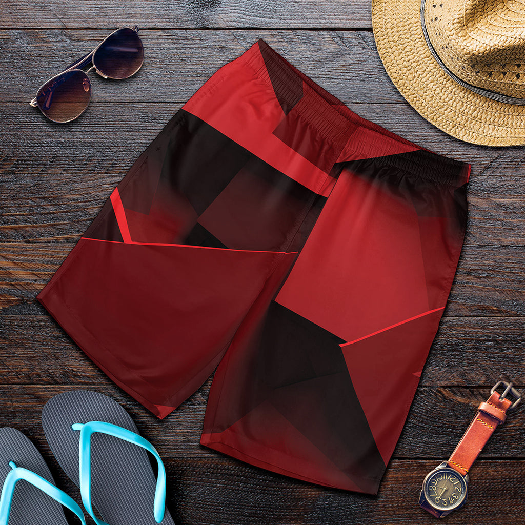Red Geometric Print Men's Shorts