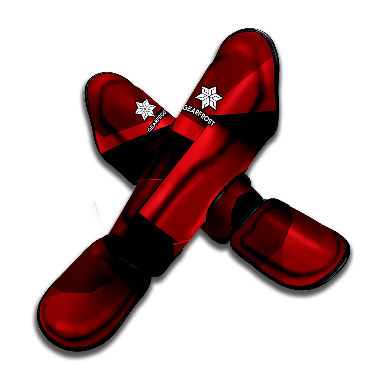 Red Geometric Print Muay Thai Shin Guard