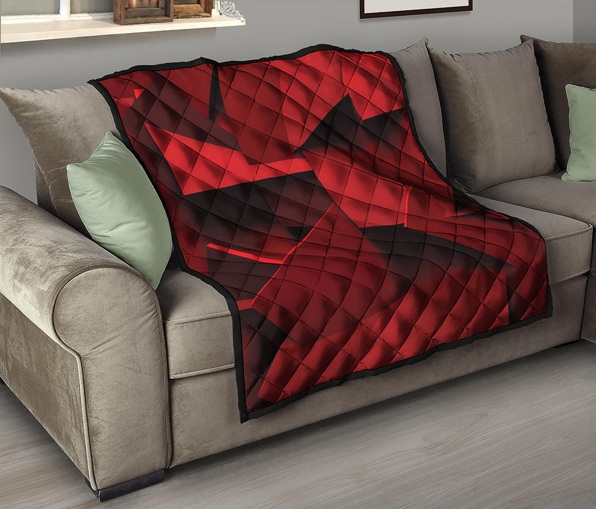 Red Geometric Print Quilt
