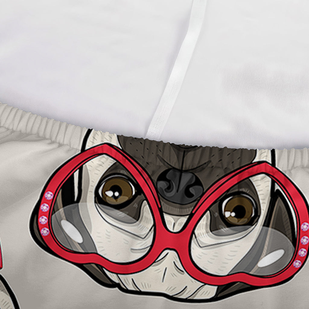 Red Glasses Pug Pattern Print Sofa Cover
