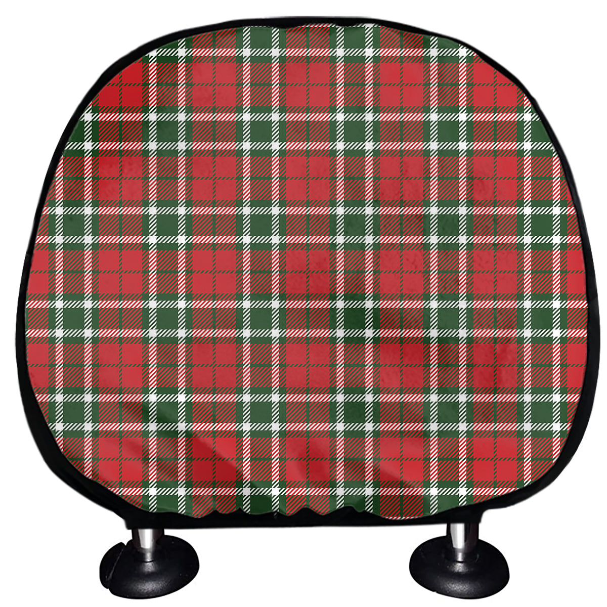 Red Green And White Tartan Pattern Print Car Headrest Covers