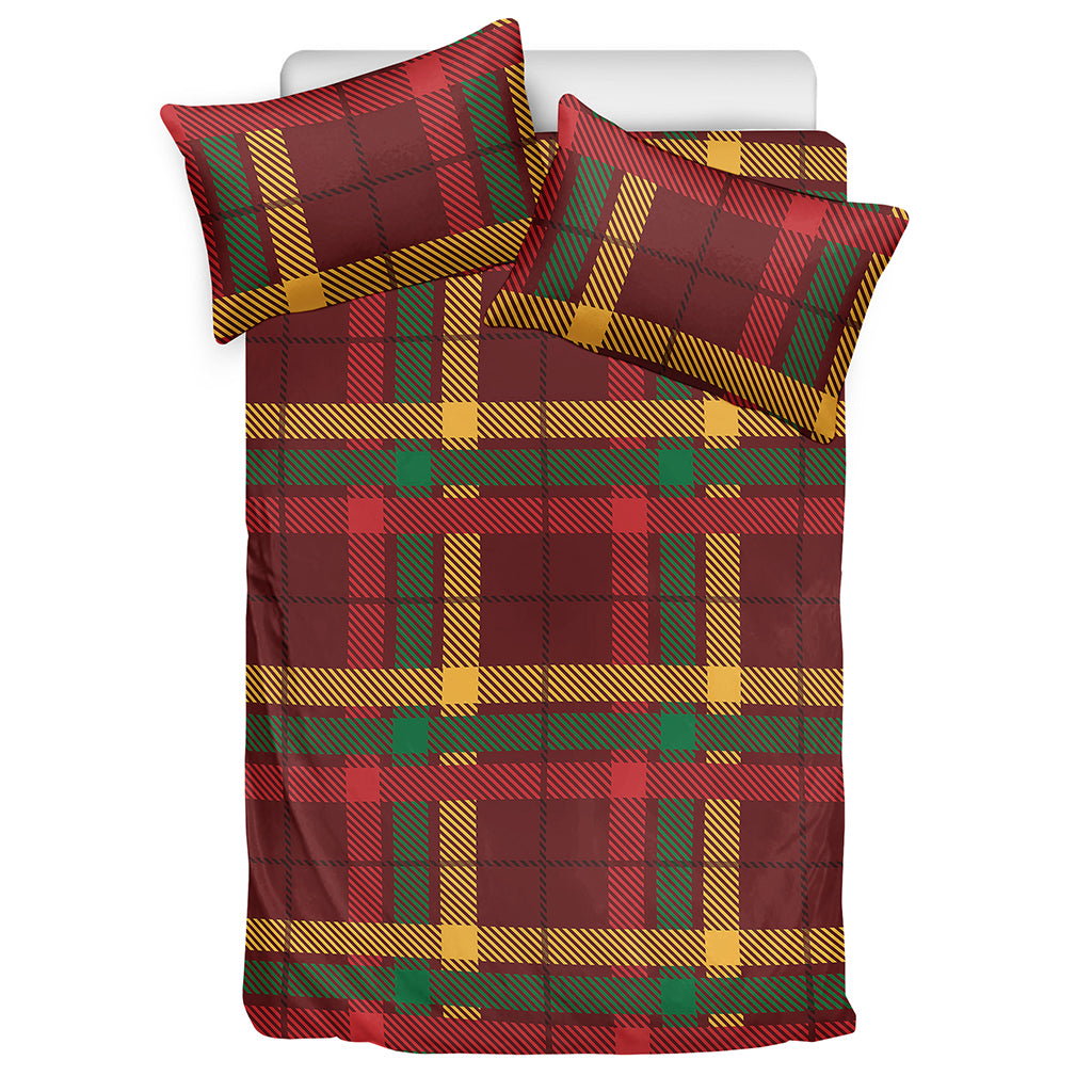 Red Green And Yellow Stewart Print Duvet Cover Bedding Set