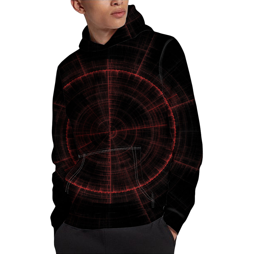 Red Gun Sight Print Pullover Hoodie