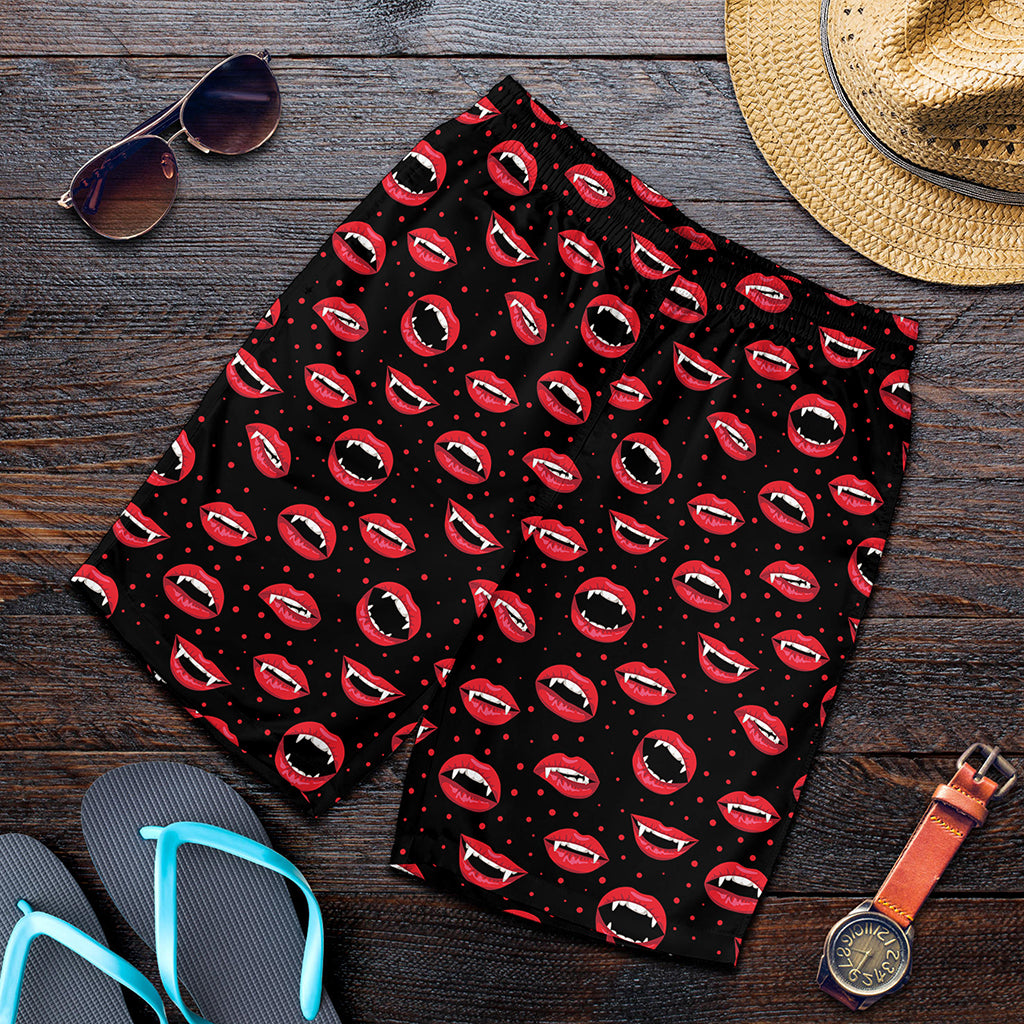 Red Halloween Vampire Lips Pattern Print Men's Shorts