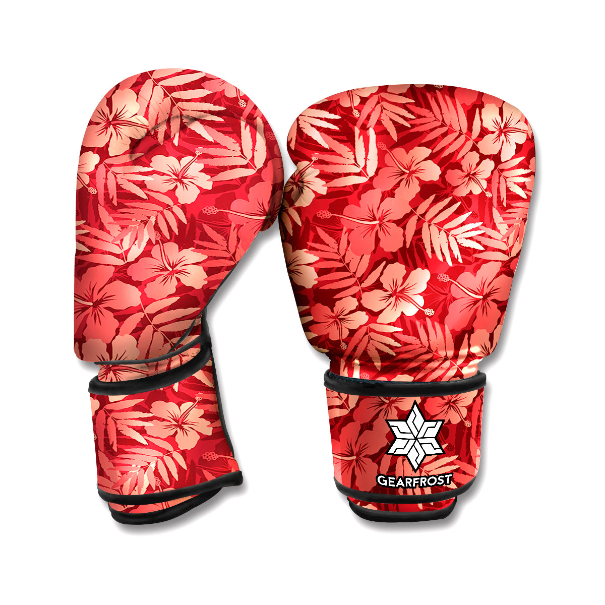 Red Hawaiian Tropical Pattern Print Boxing Gloves