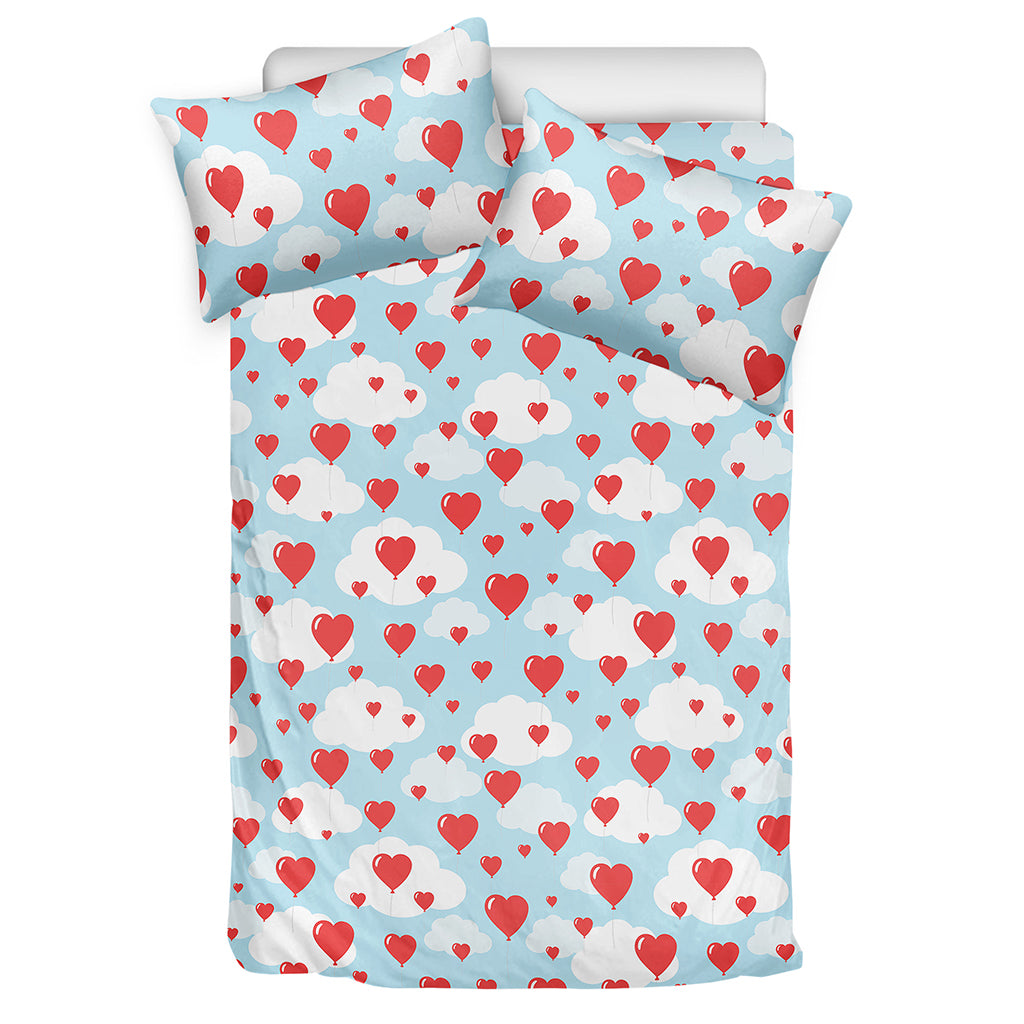 Red Heart Balloon Pattern Print Duvet Cover Bedding Set