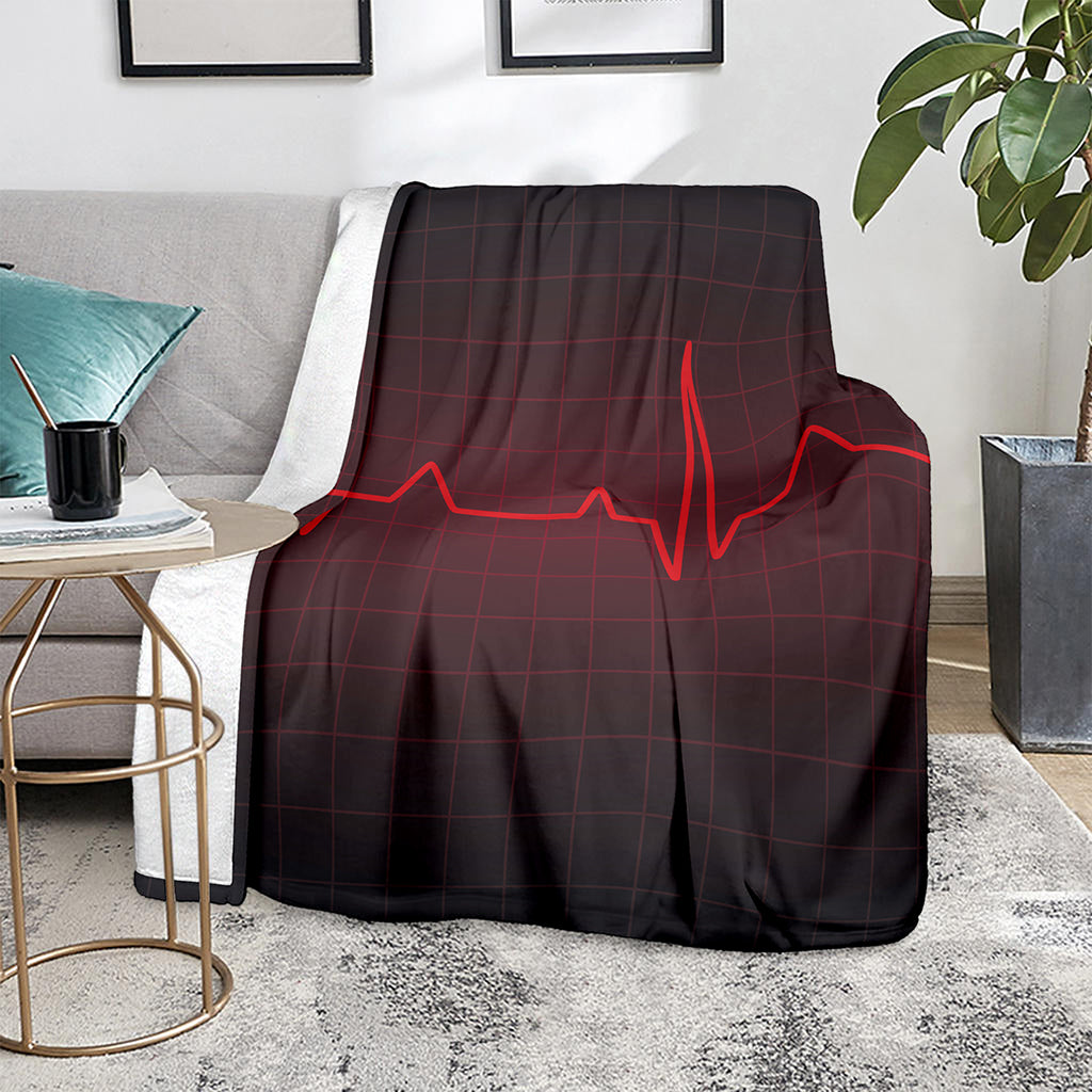 Red Heartbeat Print Blanket