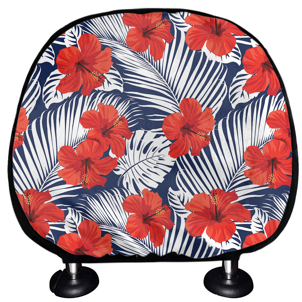 Red Hibiscus Tropical Pattern Print Car Headrest Covers