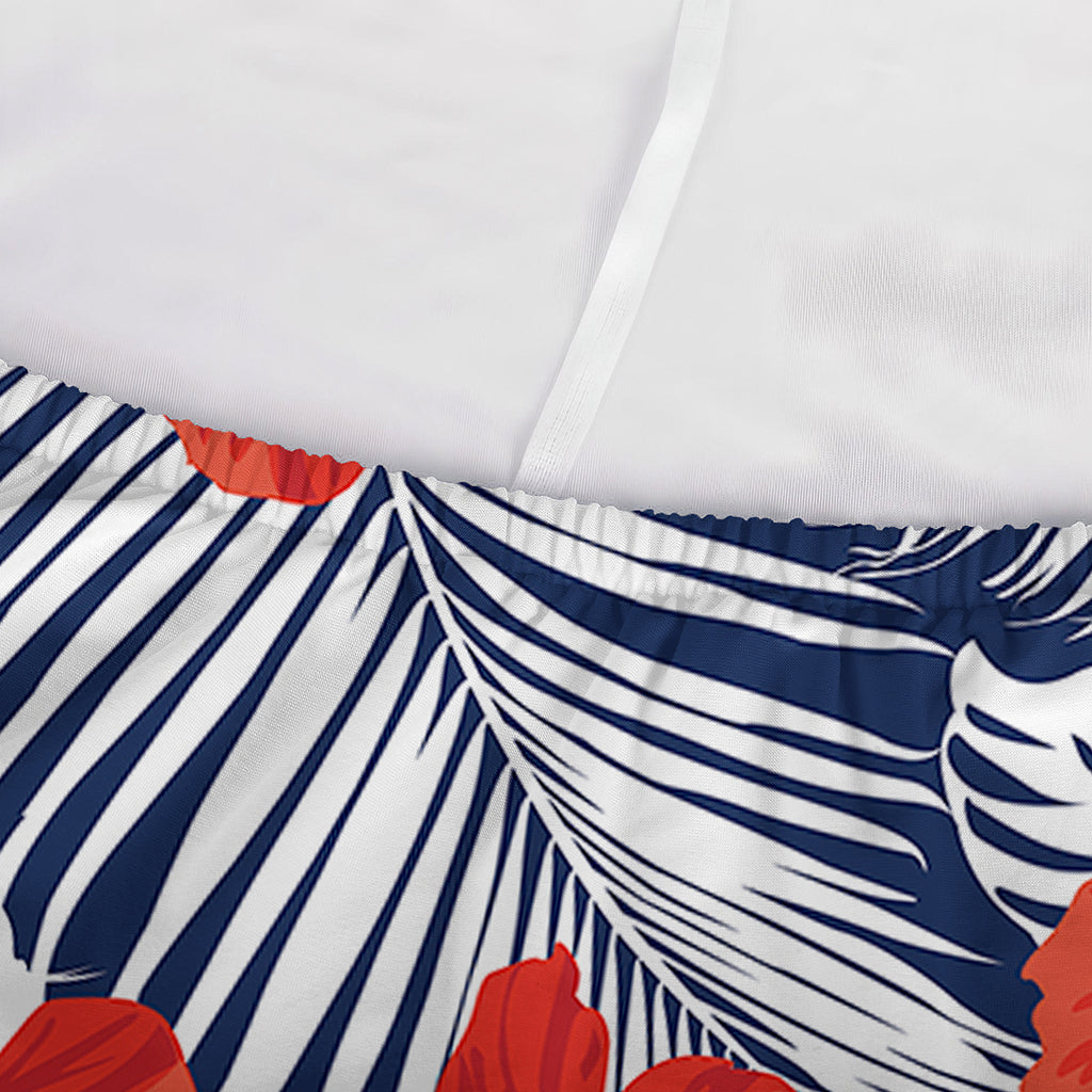 Red Hibiscus Tropical Pattern Print Sofa Cover