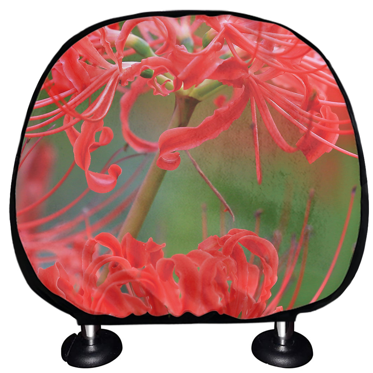 Red Japanese Amaryllis Print Car Headrest Covers