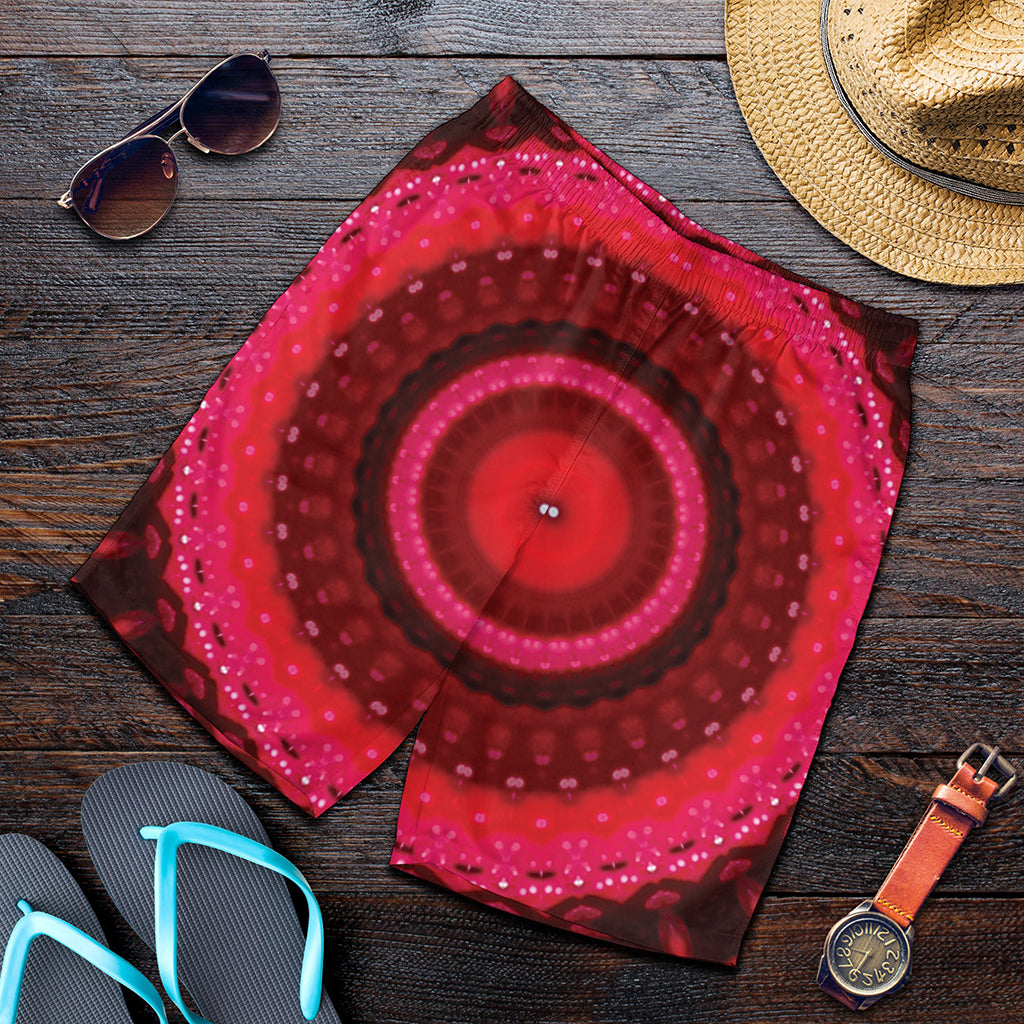 Red Kaleidoscope Print Men's Shorts